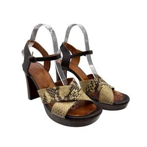 Chie Mihara Cafra High Heel Platform Sandal in Snake Print Size 38.5/ 8.5
